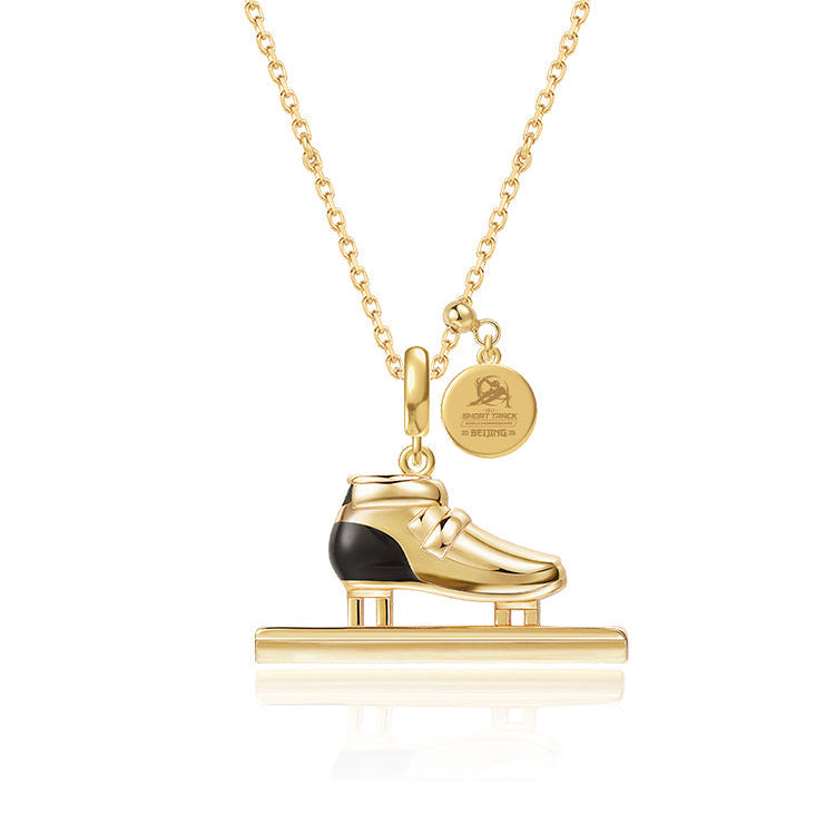 Short track speed skating necklace (18K gold plating)