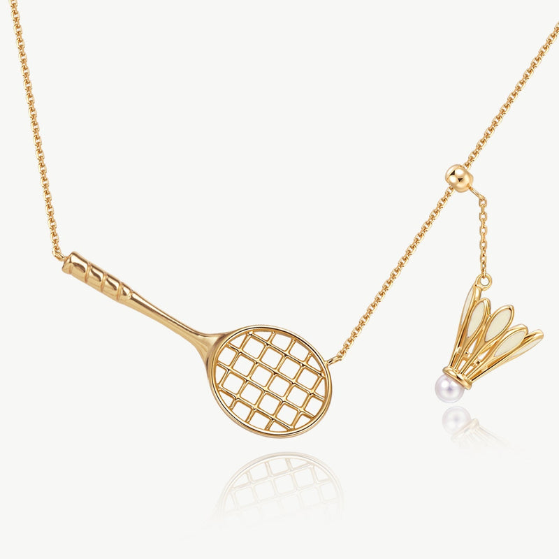 Badminton Racquet & Shuttlecock Necklace (18K gold plating)（Gold）