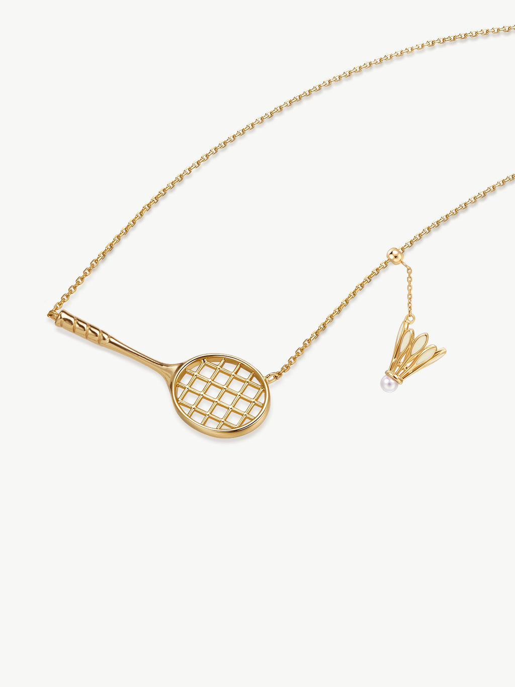Badminton Racquet & Shuttlecock Necklace (Environmentally friendly copper)（Gold）