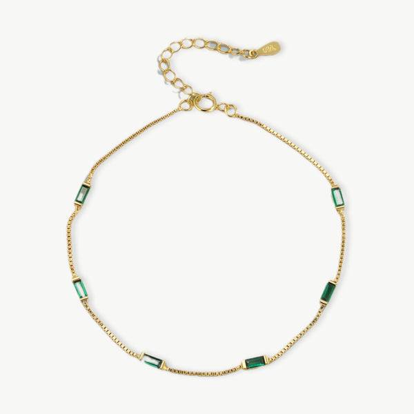 New 925 Sterling Silver Green Zircon Geometric Shape Bracelet Charm Exquisite Birthday Gift for Women Exquisite Jewelry