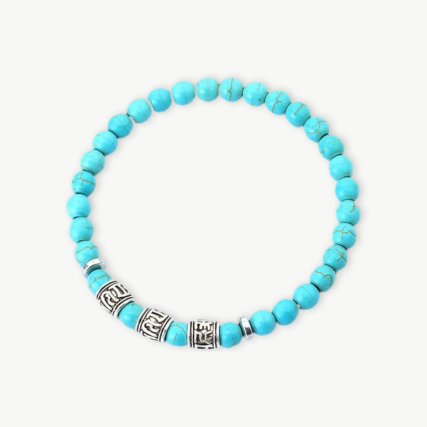 Noter Mantra Bracelet For Men 6mm Howlite Lava Tiger Eyes Beads Braslet Viking Accessories Pulseras Para Hombre Tibet Braclet