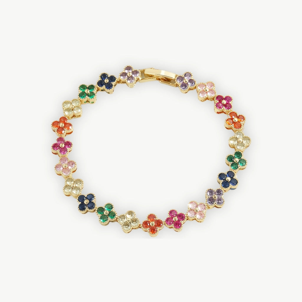Yupsk Luxury Brass Colorful Random Zircon Flowers Bracelets for Women Exquisite Dopamine Buling CZ Jewelry Gifts