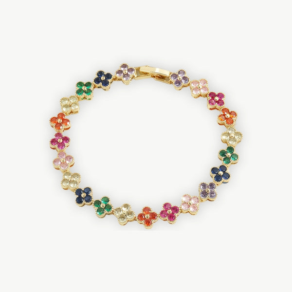 Yupsk Luxury Brass Colorful Random Zircon Flowers Bracelets for Women Exquisite Dopamine Buling CZ Jewelry Gifts
