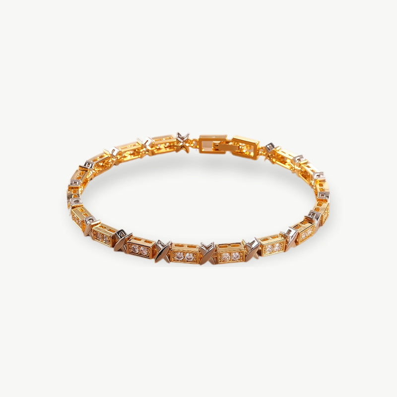 Classic X Cross Zirconia Charm Bracelets Luxury Wedding Party Jewelry For Women Men - EastCurated