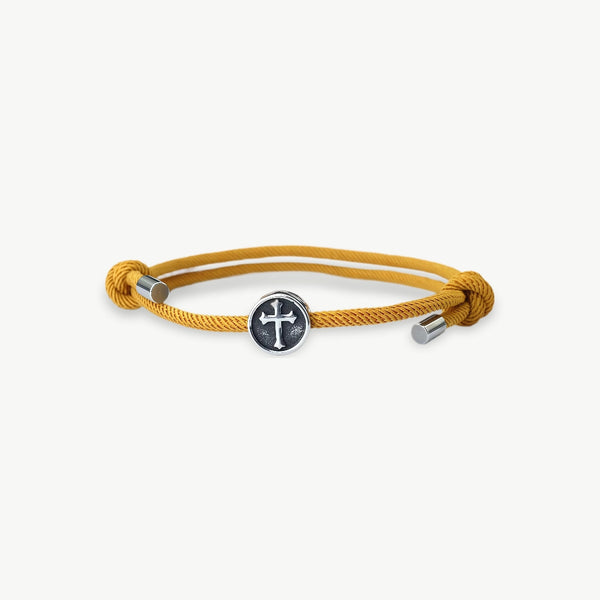 Vintage Mens Bracelet Rope Stainless Steel Viking Cross Braslet Sliding Adjustable 3mm Marine String Braclet Accessories Hombre - EastCurated