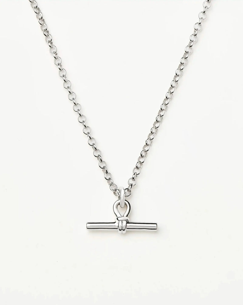 Linear Chunky T-Bar Necklace | High-Polish Statement Chain