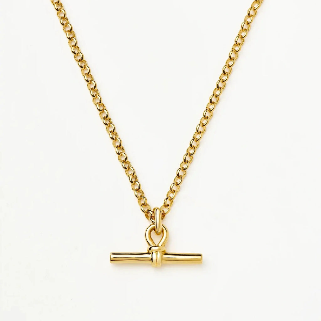 Chunky Silver T-Bar Chain Necklace | High-Polish Toggle Statement