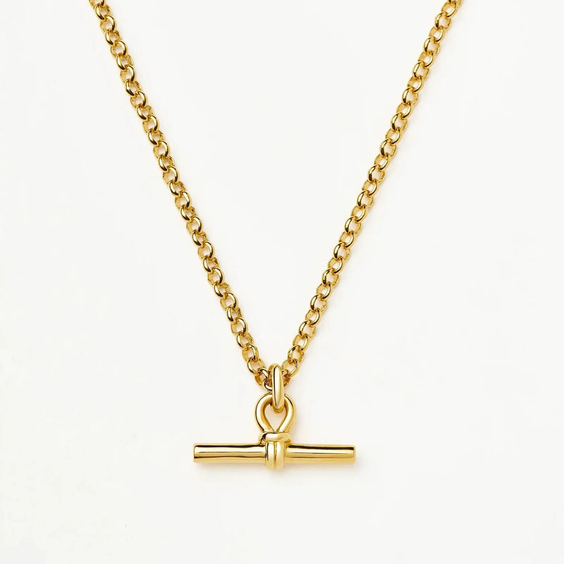 Chunky Silver T-Bar Chain Necklace | High-Polish Toggle Statement
