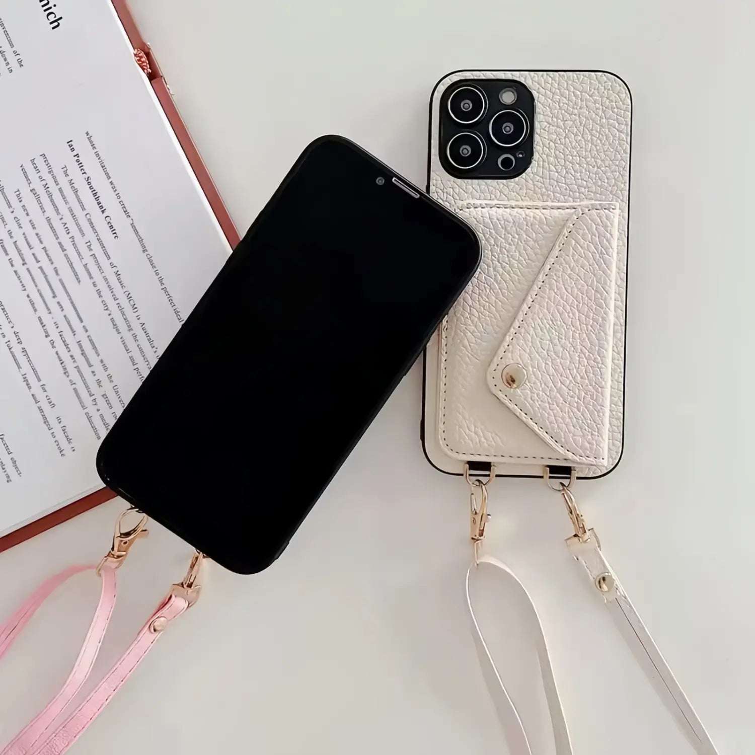 Crossbody lanyard with card slots leather wallet phone case IPhone16 15