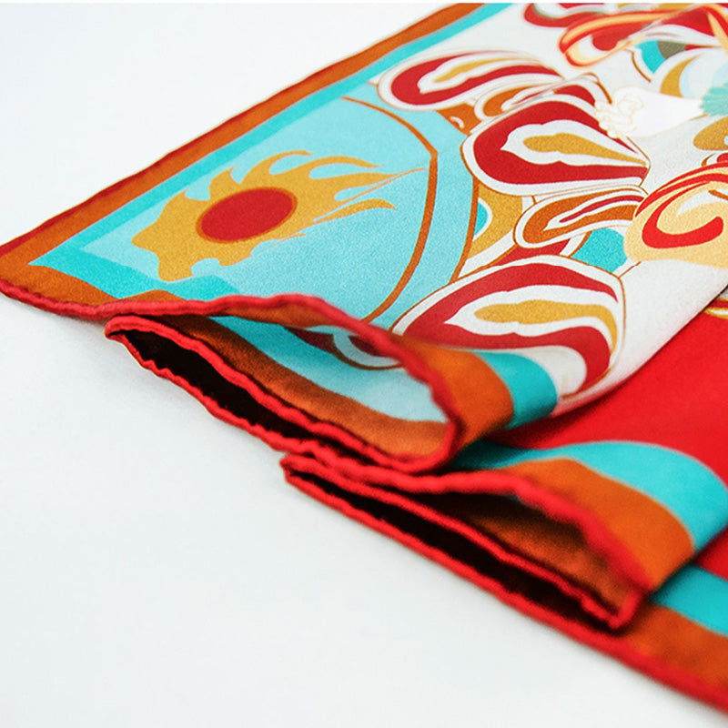 Mulberry Silk 16 Momme Dunhuang Deer Silk Scarf 90x90cm - EastCurated