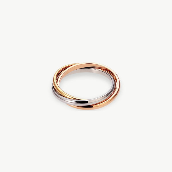 Forever Friendship Series 3 Tone Gold Ring - EastCurated