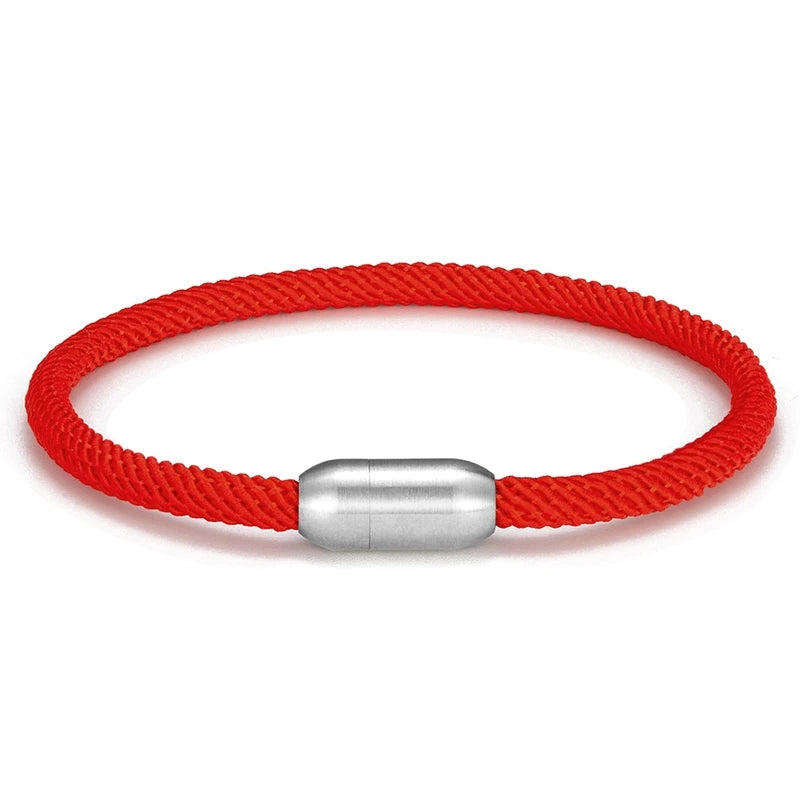 MKENDN Men Women Minimalist Single Nautical Survival Rope  Paracord Bracelet Stainless Steel Yoga Magnet Jewelry - EastCurated
