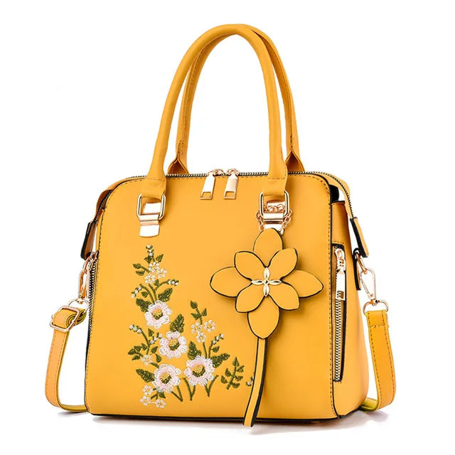 Yogodlns Luxury Embroidery Handbag For Women PU Leather Tassel Crossbody Bag Designer Handle Bag Brand Female Shoudler Bag bolso - EastCurated