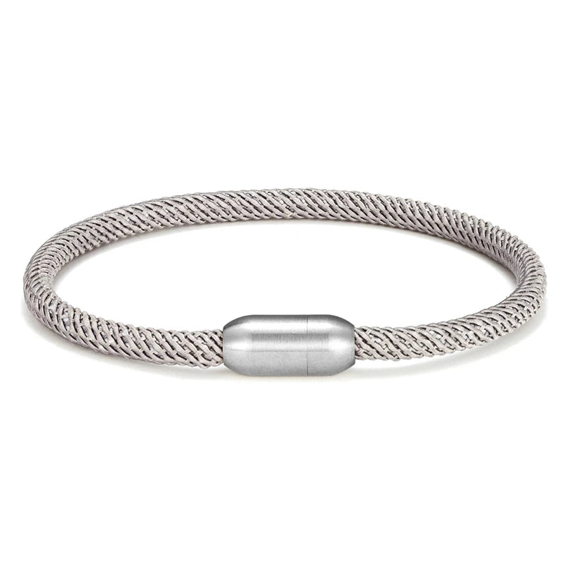 MKENDN Men Women Minimalist Single Nautical Survival Rope  Paracord Bracelet Stainless Steel Yoga Magnet Jewelry - EastCurated