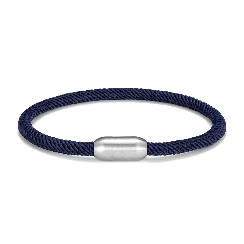 MKENDN Men Women Minimalist Single Nautical Survival Rope  Paracord Bracelet Stainless Steel Yoga Magnet Jewelry - EastCurated