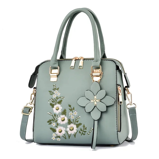 Yogodlns Luxury Embroidery Handbag For Women PU Leather Tassel Crossbody Bag Designer Handle Bag Brand Female Shoudler Bag bolso - EastCurated