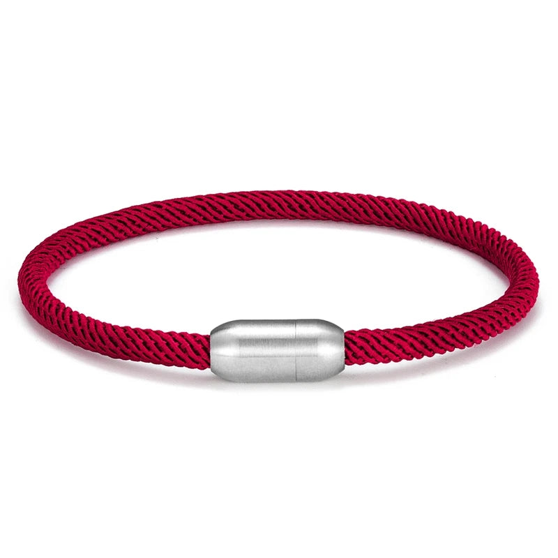 MKENDN Men Women Minimalist Single Nautical Survival Rope  Paracord Bracelet Stainless Steel Yoga Magnet Jewelry - EastCurated