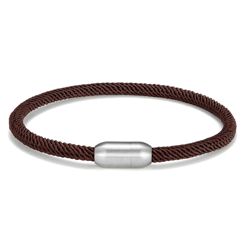 MKENDN Men Women Minimalist Single Nautical Survival Rope  Paracord Bracelet Stainless Steel Yoga Magnet Jewelry - EastCurated