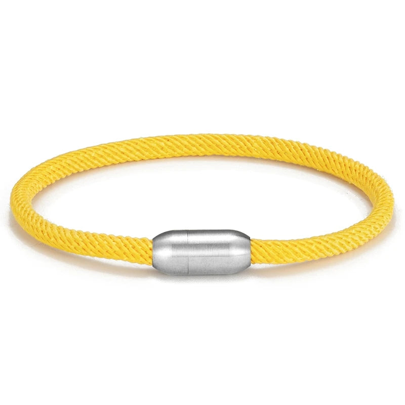 MKENDN Men Women Minimalist Single Nautical Survival Rope  Paracord Bracelet Stainless Steel Yoga Magnet Jewelry - EastCurated