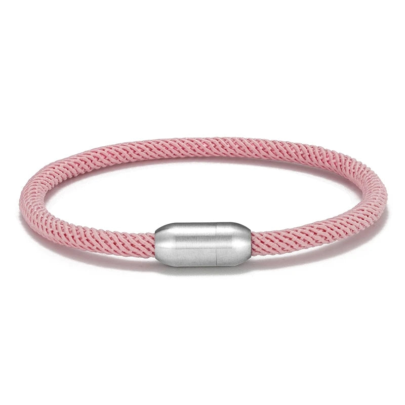 MKENDN Men Women Minimalist Single Nautical Survival Rope  Paracord Bracelet Stainless Steel Yoga Magnet Jewelry - EastCurated