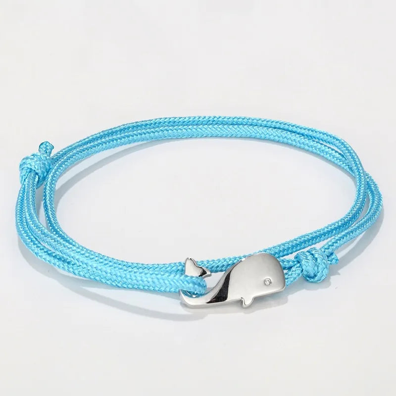 Fashion Men Whale Bracelet Easy Hook Adjustable String Braslet Beach Accessories Gift For Him Nautical Braclet Pulseria Homme - EastCurated