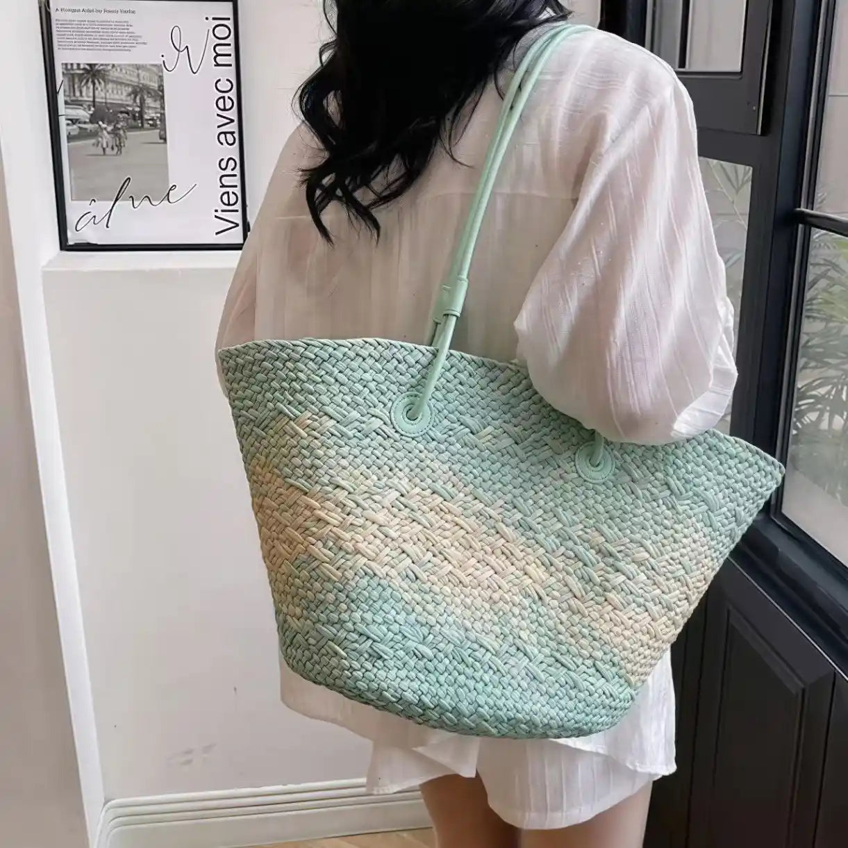 Handwoven Straw Tote Bag - EastCurated