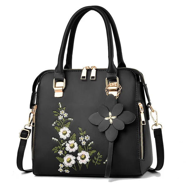 Yogodlns Luxury Embroidery Handbag For Women PU Leather Tassel Crossbody Bag Designer Handle Bag Brand Female Shoudler Bag bolso - EastCurated