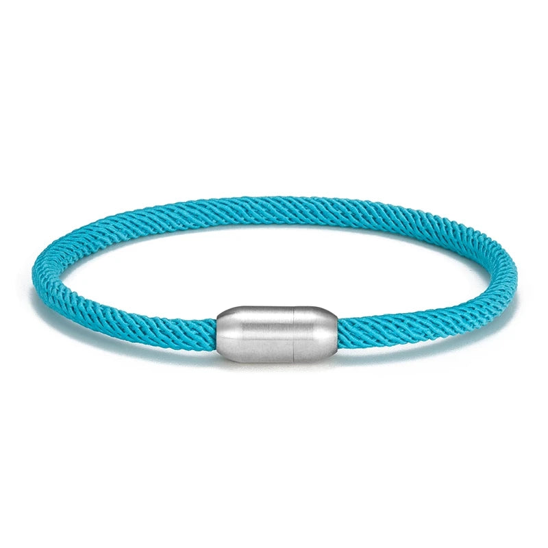MKENDN Men Women Minimalist Single Nautical Survival Rope  Paracord Bracelet Stainless Steel Yoga Magnet Jewelry - EastCurated
