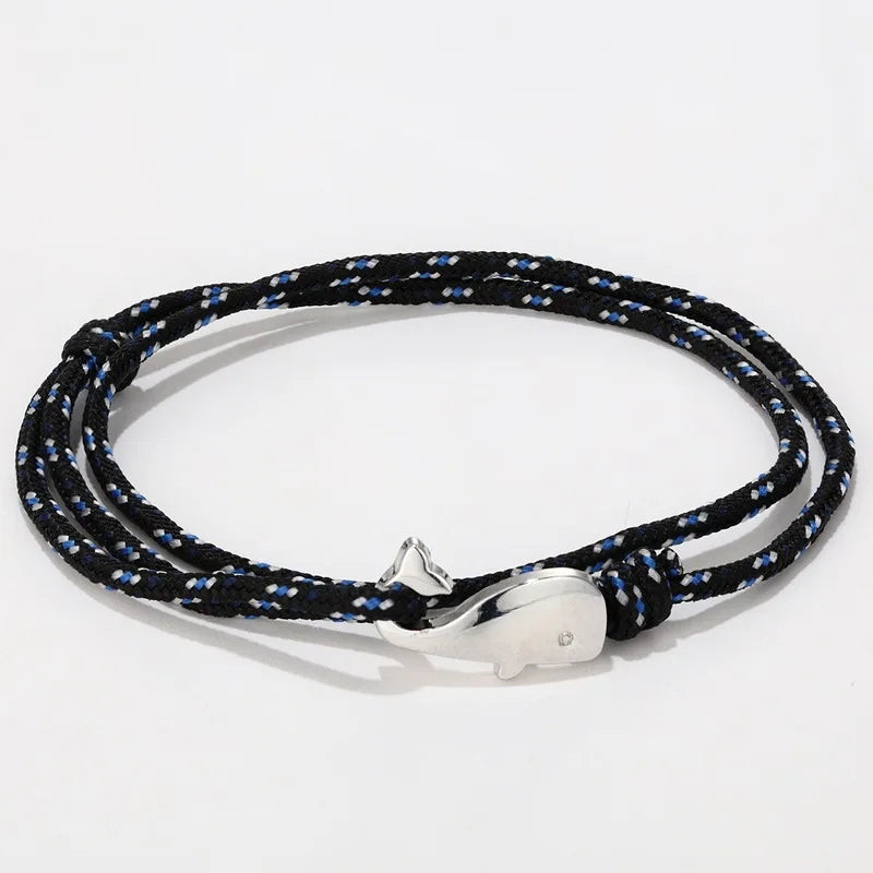 Fashion Men Whale Bracelet Easy Hook Adjustable String Braslet Beach Accessories Gift For Him Nautical Braclet Pulseria Homme - EastCurated