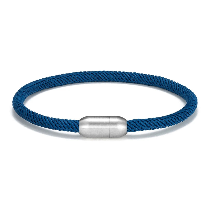 MKENDN Men Women Minimalist Single Nautical Survival Rope  Paracord Bracelet Stainless Steel Yoga Magnet Jewelry - EastCurated