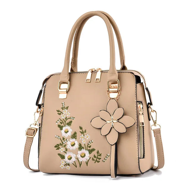 Yogodlns Luxury Embroidery Handbag For Women PU Leather Tassel Crossbody Bag Designer Handle Bag Brand Female Shoudler Bag bolso - EastCurated
