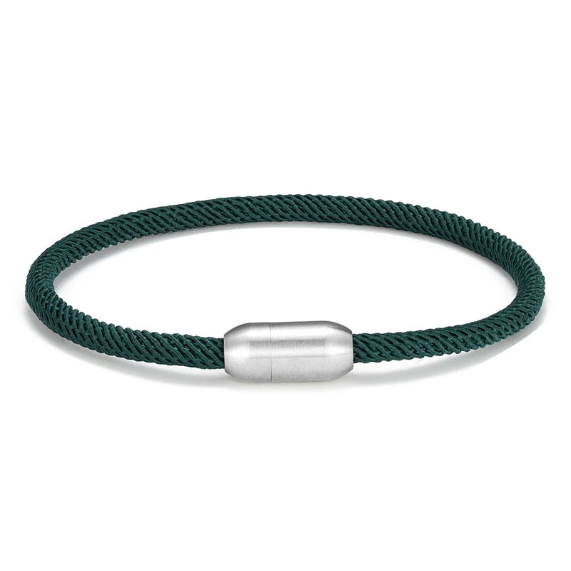 MKENDN Men Women Minimalist Single Nautical Survival Rope  Paracord Bracelet Stainless Steel Yoga Magnet Jewelry - EastCurated