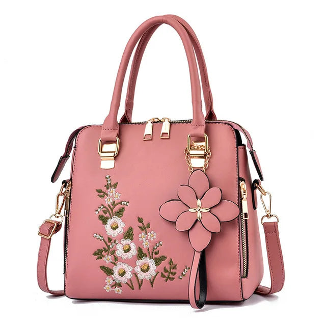 Yogodlns Luxury Embroidery Handbag For Women PU Leather Tassel Crossbody Bag Designer Handle Bag Brand Female Shoudler Bag bolso - EastCurated