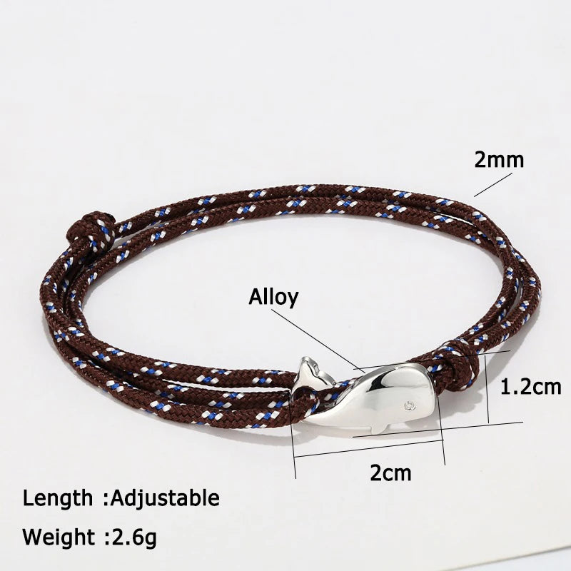 Fashion Men Whale Bracelet Easy Hook Adjustable String Braslet Beach Accessories Gift For Him Nautical Braclet Pulseria Homme - EastCurated