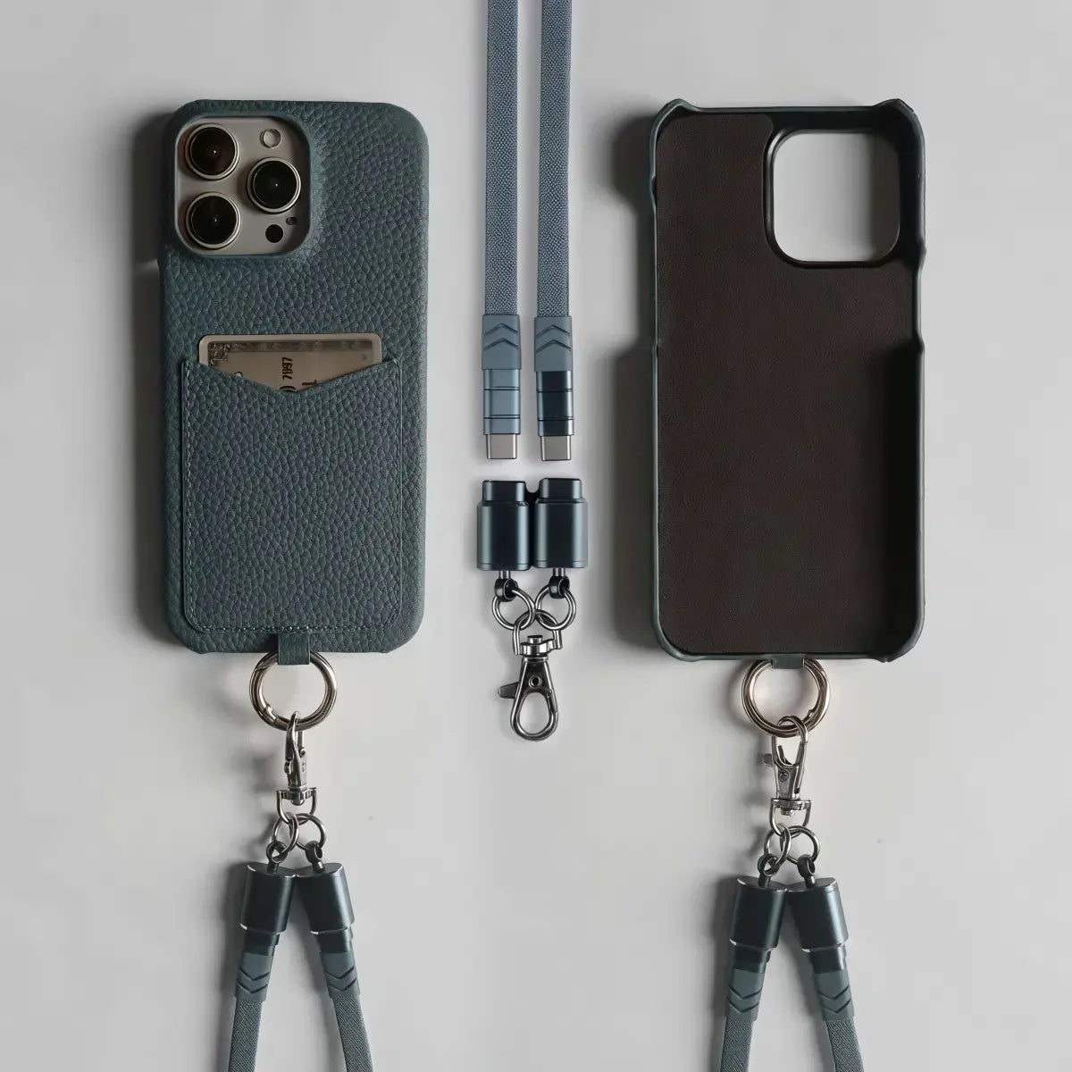 IPhone Multifunctional Charging Cable Lanyard Genuine Leather Case - EastCurated