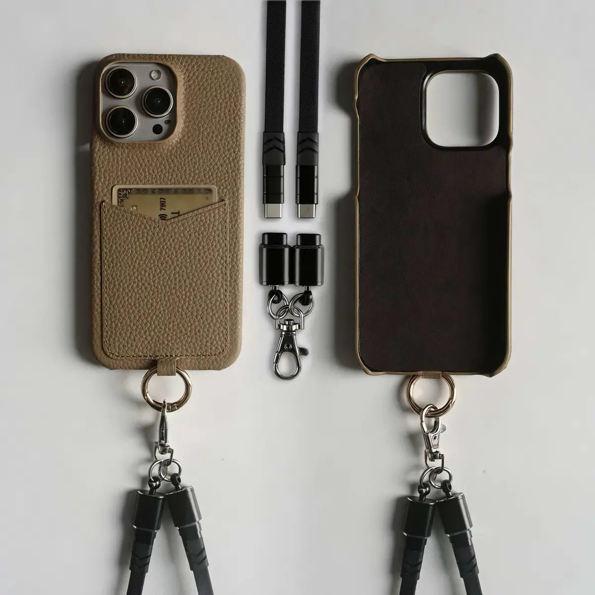 IPhone Multifunctional Charging Cable Lanyard Genuine Leather Case - EastCurated