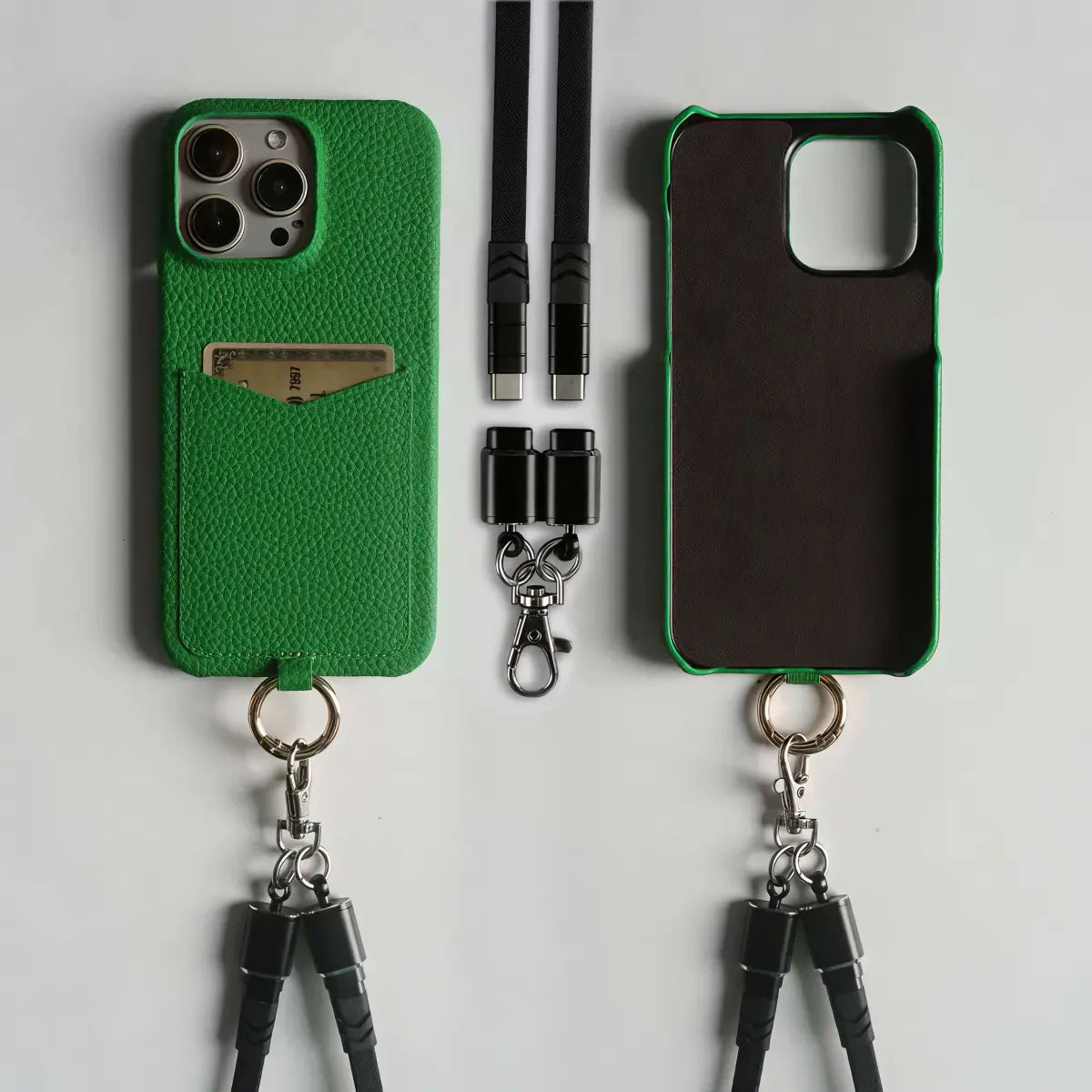 IPhone Multifunctional Charging Cable Lanyard Genuine Leather Case - EastCurated