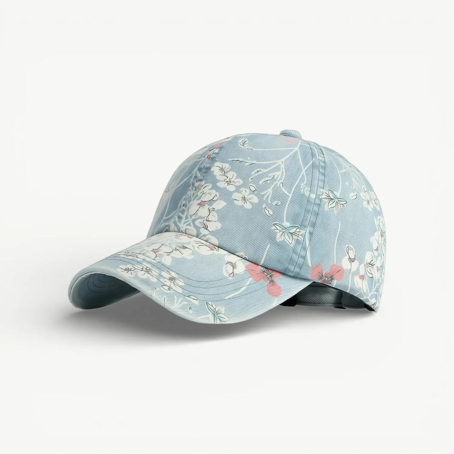 Islander Washed Denim Cap | Bohemian Tropical Print Baseball Hat — An Everyday Accent