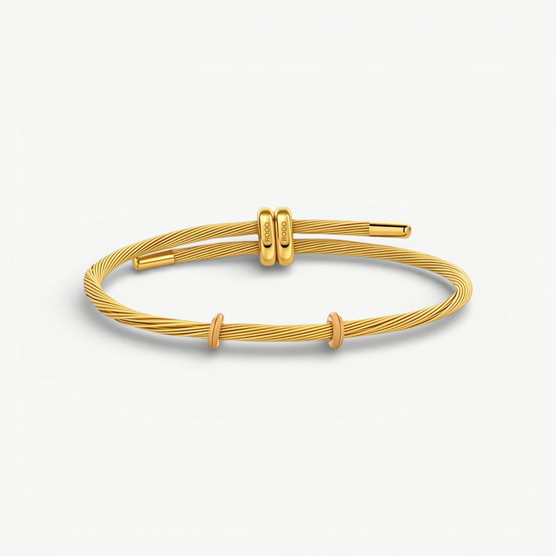 Linear Gold Wire Bracelet | Minimalist Adjustable Stainless Steel Cuff