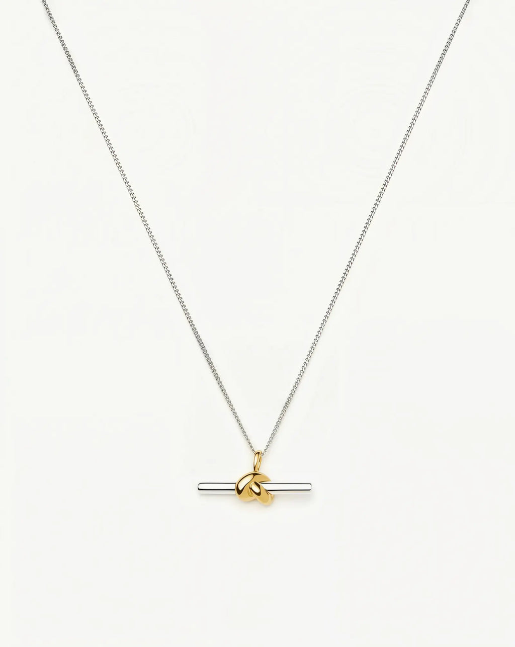 Lucy Williams T-Bar Knot Pendant Necklace - Two Tone Gold & Silver