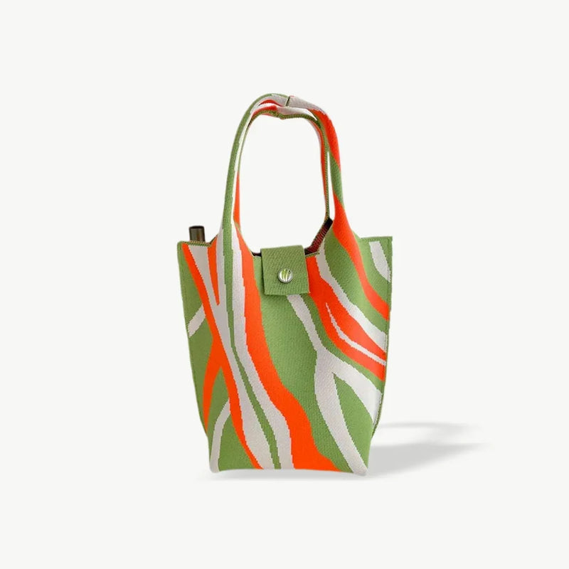 New Corrugation Knitted Handbag Girl Casual Shoulder Bag Women Retro Large Capacity Commuter Bucket Bag Phone Keys Purse 28*18cm - EastCurated