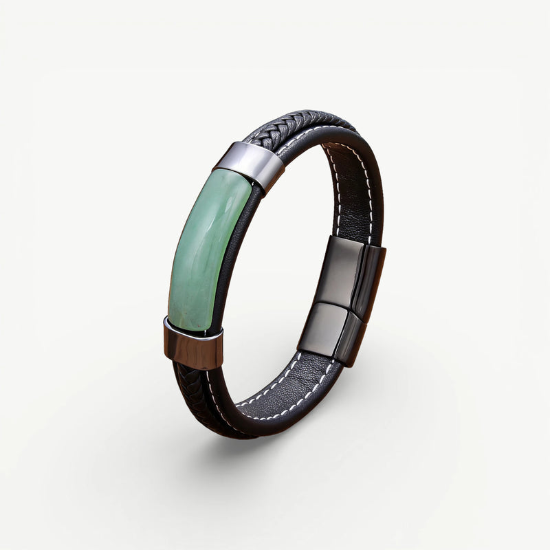 Nomad Tiger Eye & Braided Leather Bangle | East Curated