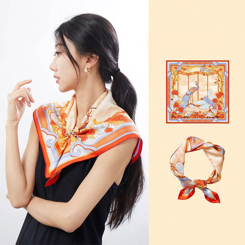 Mulberry Silk 16 Momme Elegant Silk Twilly Headband 63.5x63.5cm - EastCurated