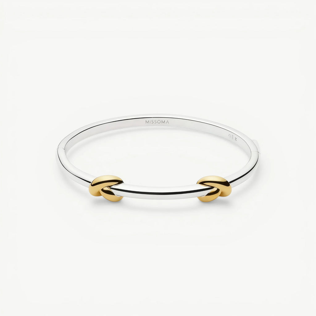 Ridge Sculptural Knot Bangle | Mixed-Tone Hinged Cuff