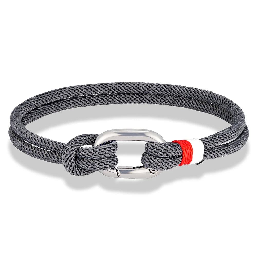MKENDN New Nautical Mens Thin Rope Bracelet With Oval Circle Spring Clasp For Surfer Beach Jewelry Gifts