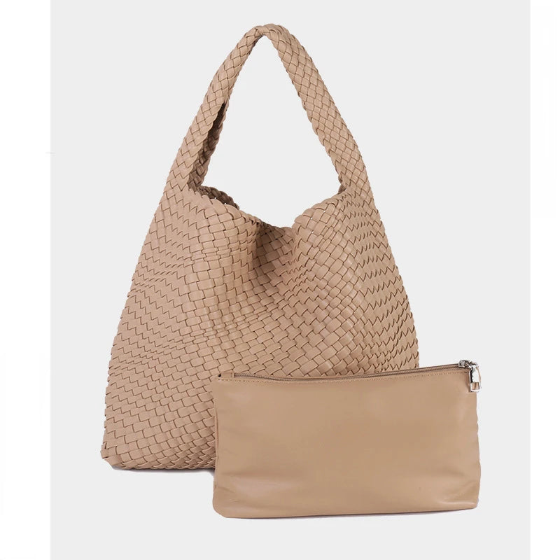 ZR DIARY Handmade Woven Bag Women PU Leather Large Capacity Totes Fashion Shoulder Bag 224BZ9389-1 - EastCurated