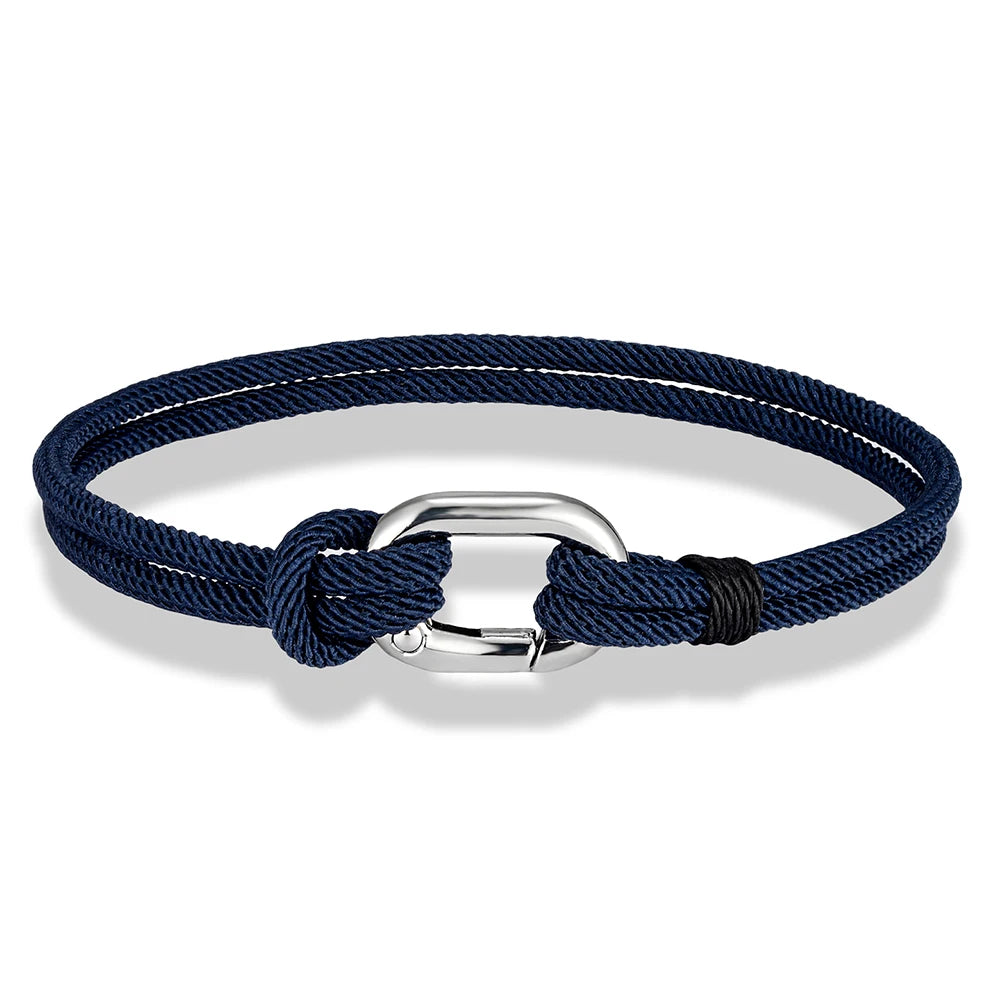 MKENDN New Nautical Mens Thin Rope Bracelet With Oval Circle Spring Clasp For Surfer Beach Jewelry Gifts