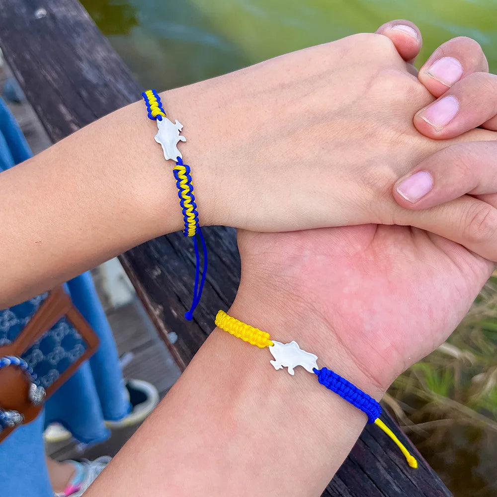 Ukraine National Emblem Trident Symbol Charms Bracelet for Women Men Ukrainian Flag Yellow Blue Rope Wristband Handmade Jewelry - EastCurated