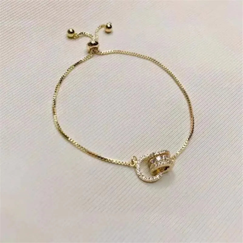 Trendy Circle Interlocked Gold-Color Charm Bangle For Women Men Personally Bracelet Party Girls Exquisite Accessories Jewelry - EastCurated