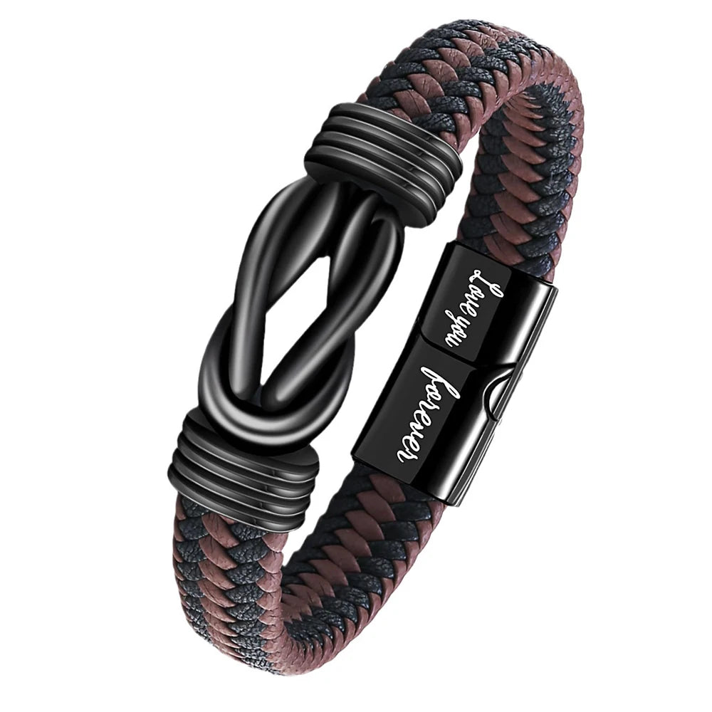 Men Leather Bracelets Birthday Gifts for Dad New Dad Daddy to Be Brother Boys Men Him on Christmas Valentines Day Father's Day - EastCurated